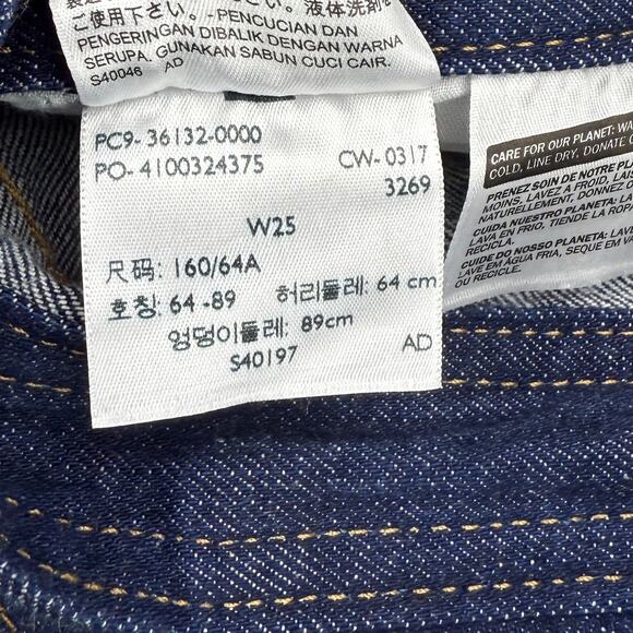 LEVI'S  Orange Tab Overalls Jumpsuit Sz 25 Blue Raw Fringe Hem - Picture 11 of 15